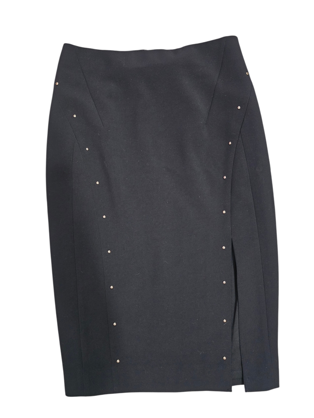 White House Black Market Black Midi Pencil Skirt with Side Slit Studs New 4